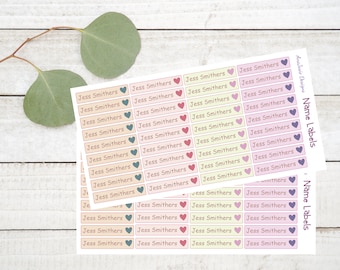Heart Name Labels, Heart School Stickers, Daycare Labels