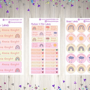 Kids Name Labels, Boho Rainbow Name Labels, School Name Labels, Day Care Labels, Personalised Stickers, Children's Labels