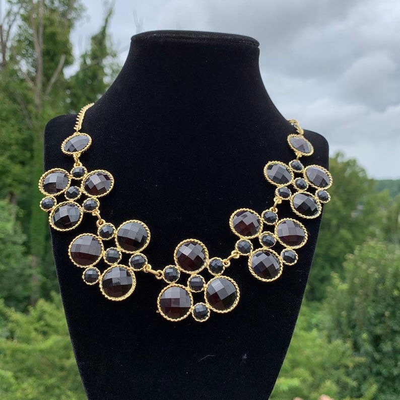 Statement Necklace Black Statement Necklace Bib Necklace Black and Gold Chinky Necklace Black Necklace