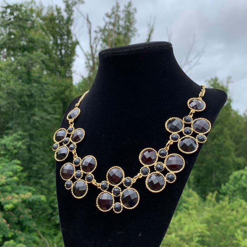 Statement Necklace Black Statement Necklace Bib Necklace Black and Gold Chinky Necklace Black Necklace