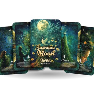 The Jasmine Moon Tarot - 22 Major Arcana - Een unieke spirituele reis - Bloeiend onder de zachte gloed van het naar jasmijn geurende maanlicht.
