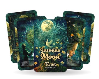 The Jasmine Moon Tarot - 22 Major Arcana - A unique spiritual journey - Blooming under the gentle glow of the jasmine-scented moonlight.
