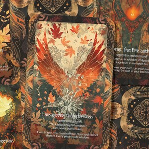 Phoenix Mantra – A Rebirth Oracle Deck – 22 Oracle Cards – Rise from Ash and Begin Again