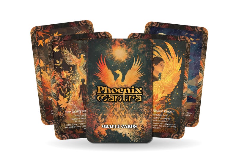 Phoenix Mantra – A Rebirth Oracle Deck – 22 Oracle Cards – Rise from Ash and Begin Again