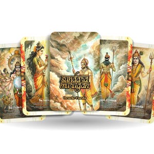 Oráculo de Sundara Murugan: Embarque em uma jornada de crescimento espiritual e autodescoberta com este baralho de 22 cartas, inspirado na sabedoria divina de