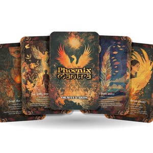 Phoenix Mantra – A Rebirth Oracle Deck – 22 Oracle Cards – Rise from Ash and Begin Again