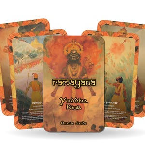 Yuddha Kāṇḍa Orakelkort - Ramayana 22 Kort - Kamp mot inre och yttre demoner, seger genom rättfärdighet, mod och rättvisa.