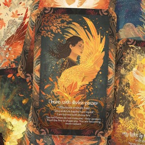 Phoenix Mantra – A Rebirth Oracle Deck – 22 Oracle Cards – Rise from Ash and Begin Again