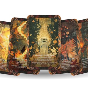 Phoenix Mantra – A Rebirth Oracle Deck – 22 Oracle Cards – Rise from Ash and Begin Again