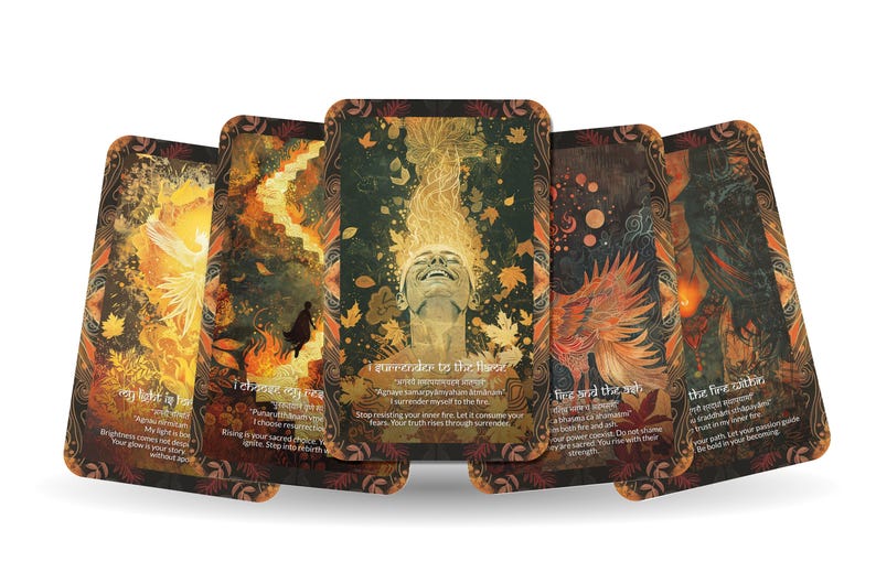 Phoenix Mantra – A Rebirth Oracle Deck – 22 Oracle Cards – Rise from Ash and Begin Again