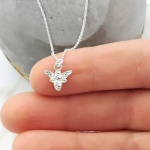 Dainty Bee Necklace Sterling Silver Tiny Bee Necklace Honey Bee Necklace Tiny Bee Charm Cute Necklace Bff Gift Bee Jewelry Save the Bees