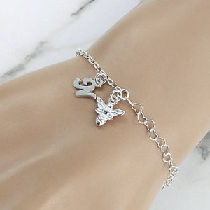 Personalized Bee Bracelet Tiny Bee Bracelet Initial Charm Bracelet Bumble Bee Bracelet Cute Tiny Bee Charm Personalized Jewelry Silver
