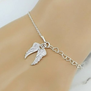 Angel Wings Bracelet Sterling Silver Wings Bracelet Memorial Bracelet Remembrance Gift Loosing of a Child, Mother, Brother, Sister