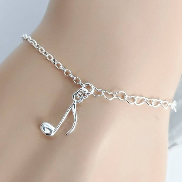 Music Note Bracet Sterling Silver Music Bracelet Musical Note Music Teacher Gift for Musican Music Jewelry