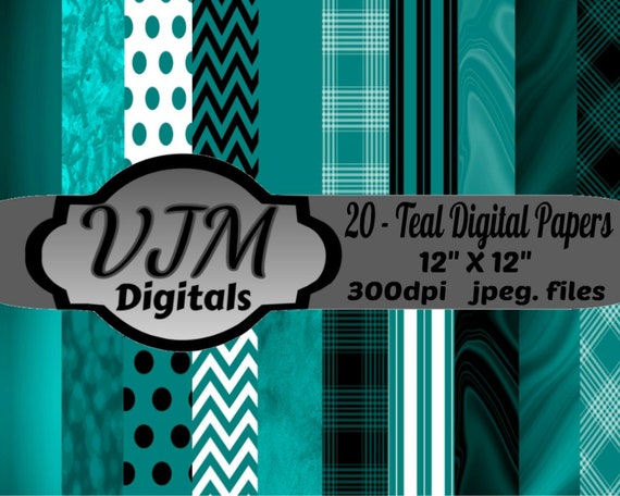 Teal Bird Digital Papers 12 x 12 300 dpi