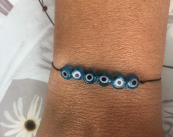 Light Blue Evil Eye Bead Bracelet, Good Karma Bracelet, Gift For Mum, Lucky Charm Bracelet, Protection Amulet Jewel, Greek/Turkish Eye Jewel