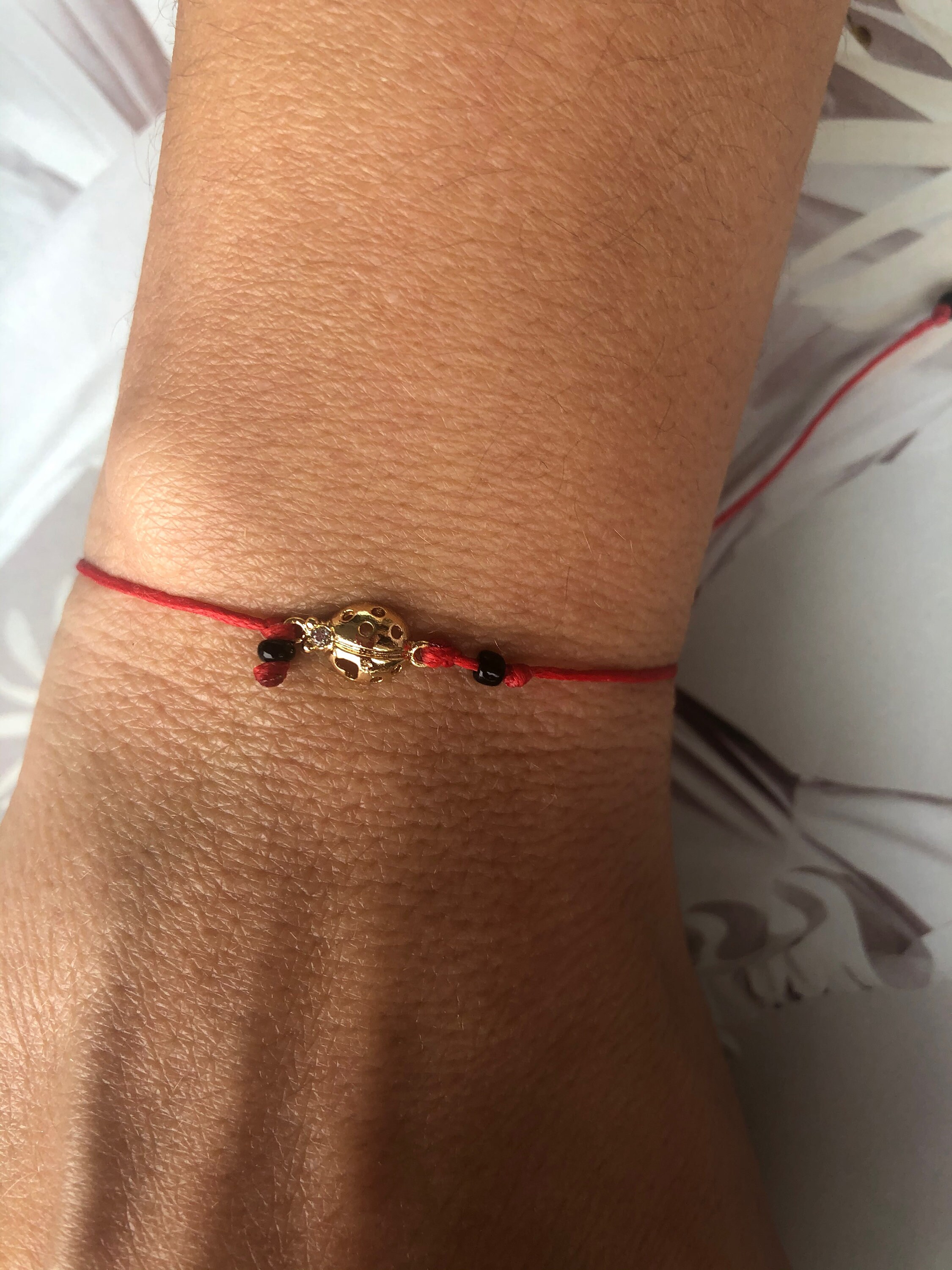 Ladybug Bracelet, Red Cord Ladybird Bracelet, Minimalist Charm Bracelet