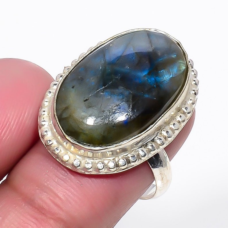 925 Silver Ring Labradorite Gemstone