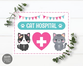 Pet Adoptie Partij Adopteer een Kat Kitten Kitty Verjaardag Afdrukbare Borden Cat Hospital Teken INSTANT DOWNLOAD 0027
