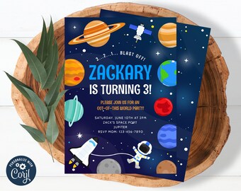 Planet Birthday Invitation Outer Space Editable Invitation Astronaut Blast Off Spaceship Out Of This World INSTANT DOWNLOAD 0028