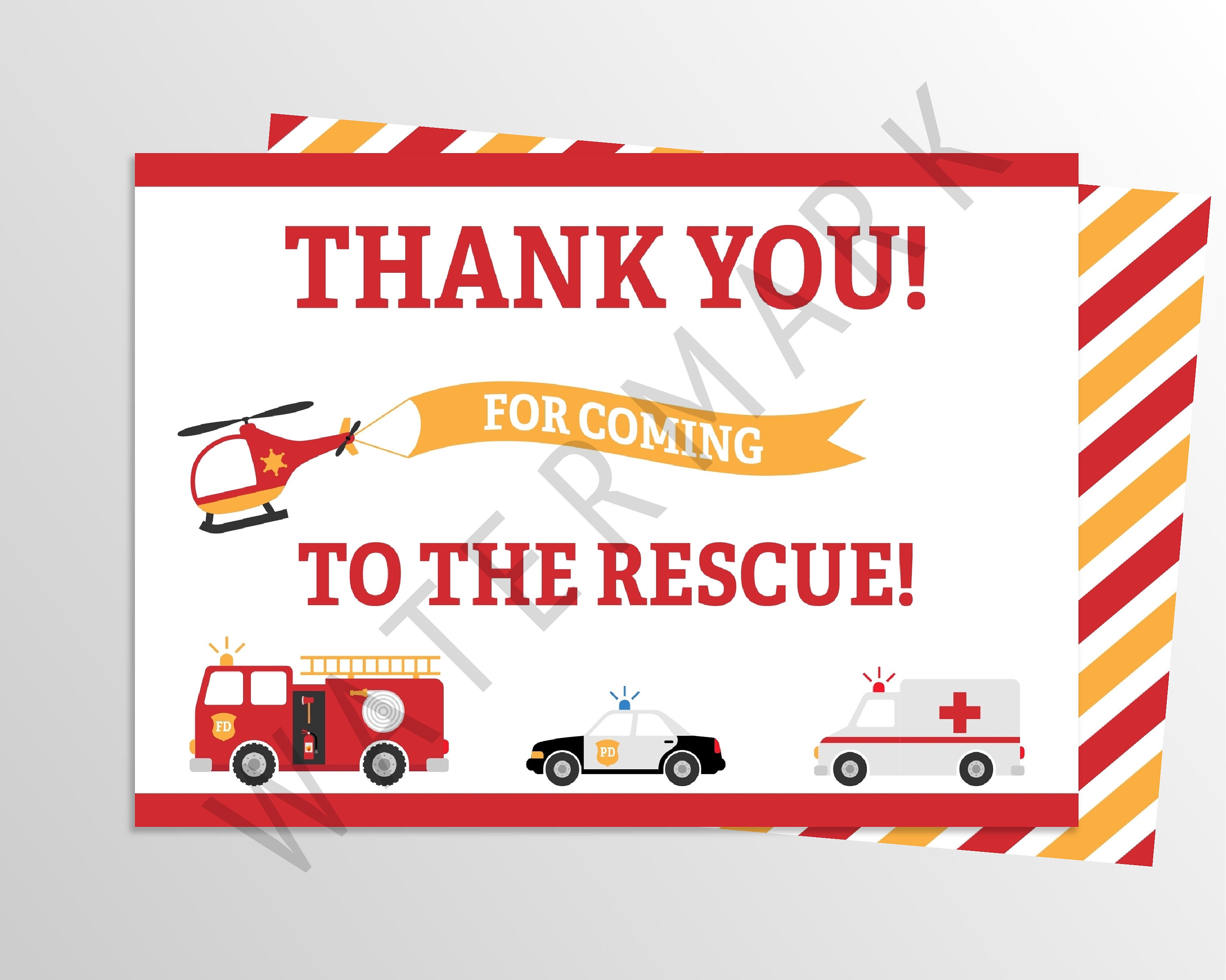 Emergency Vehicles Birthday Party Set Editable Invitation Etsy