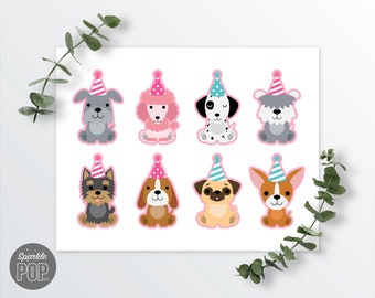 Dog Cupcake Topper, Puppy Label, Digital Files, INSTANT DOWNLOAD 0003