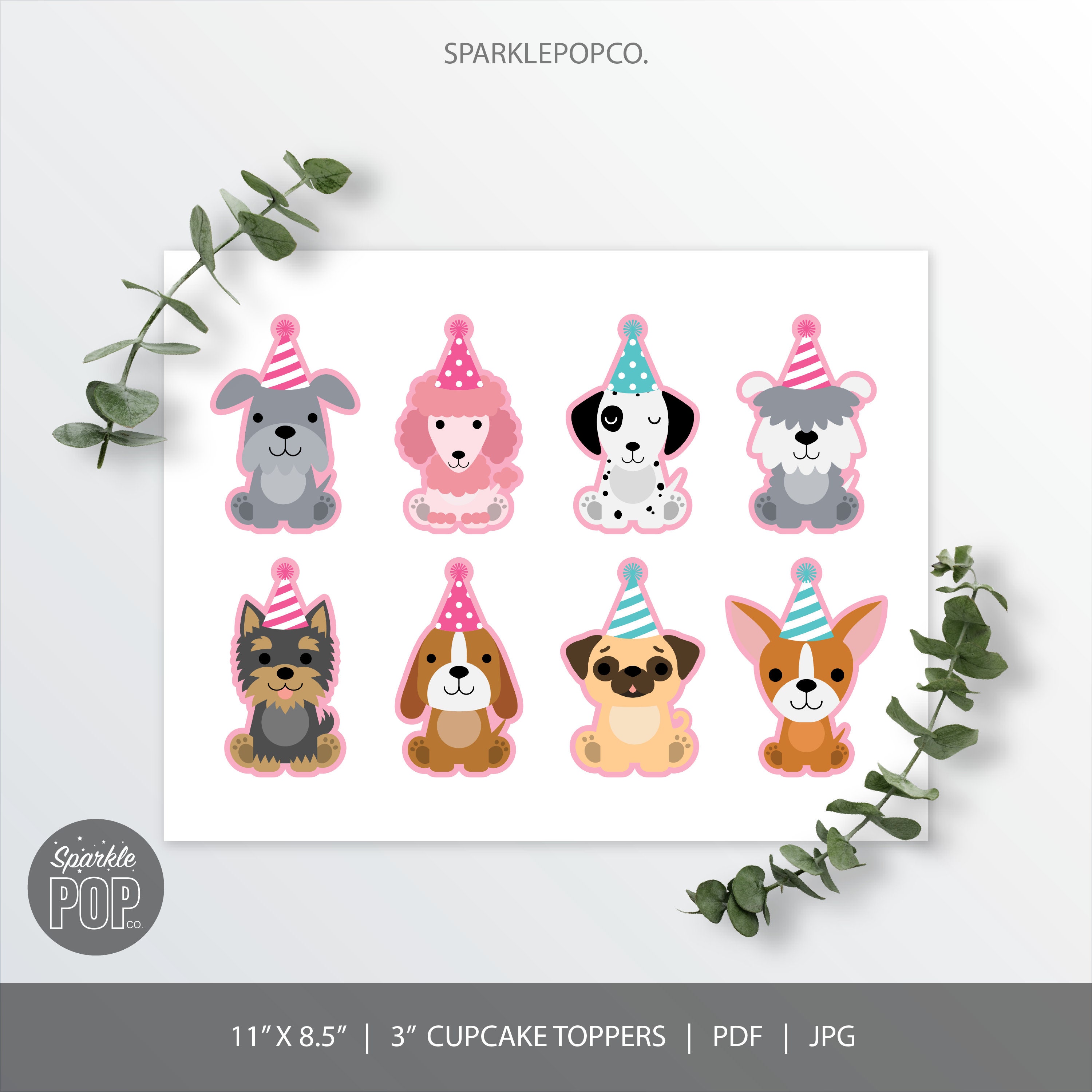 Dog Cupcake Topper, Puppy Label, Digital Files, INSTANT DOWNLOAD 0003 ...