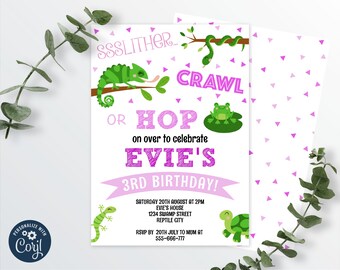 Reptile Invitation Reptiles Birthday Party Printable | Etsy