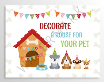 Puppy Birthday Party, Adopt a Pet, Decorate a House Sign, INSTANT DOWNLOAD 0003