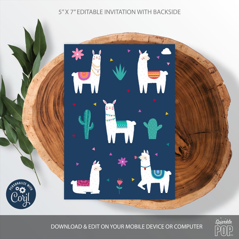 Llama Invitation Llama Birthday Party Printable Editable | Etsy