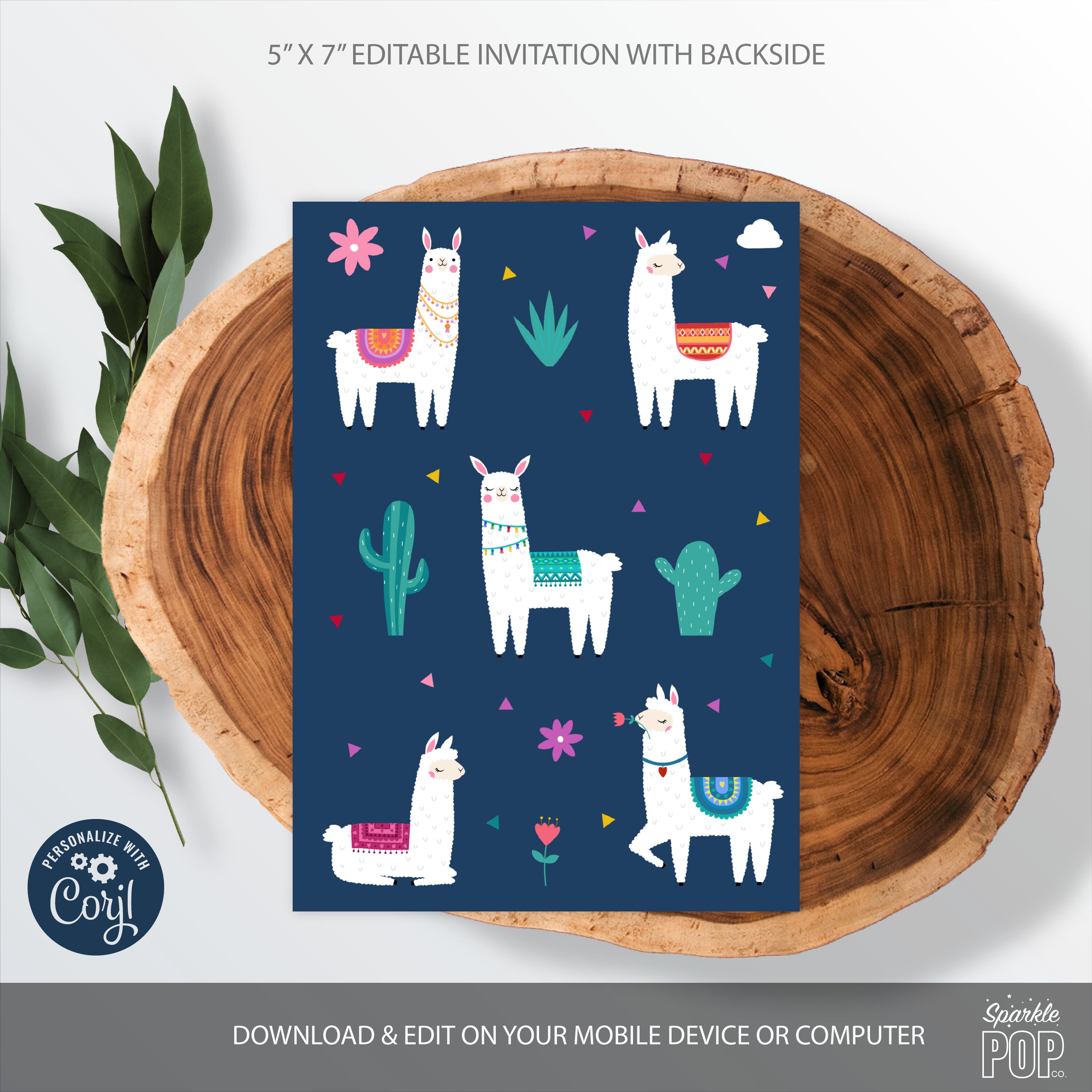 Llama Invitation Llama Birthday Party Printable Editable | Etsy