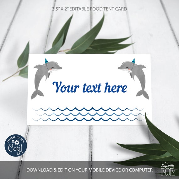 Editable Dolphin Food Label Under The Sea Birthday Food Cards - Etsy