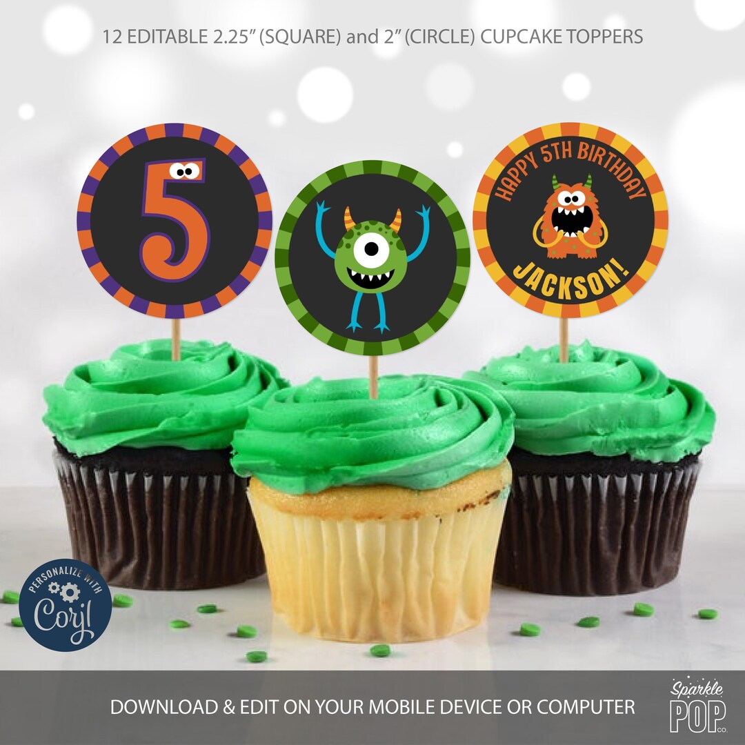 Monster Cupcake Toppers Monsters Cake Toppers Monster Birthday Party