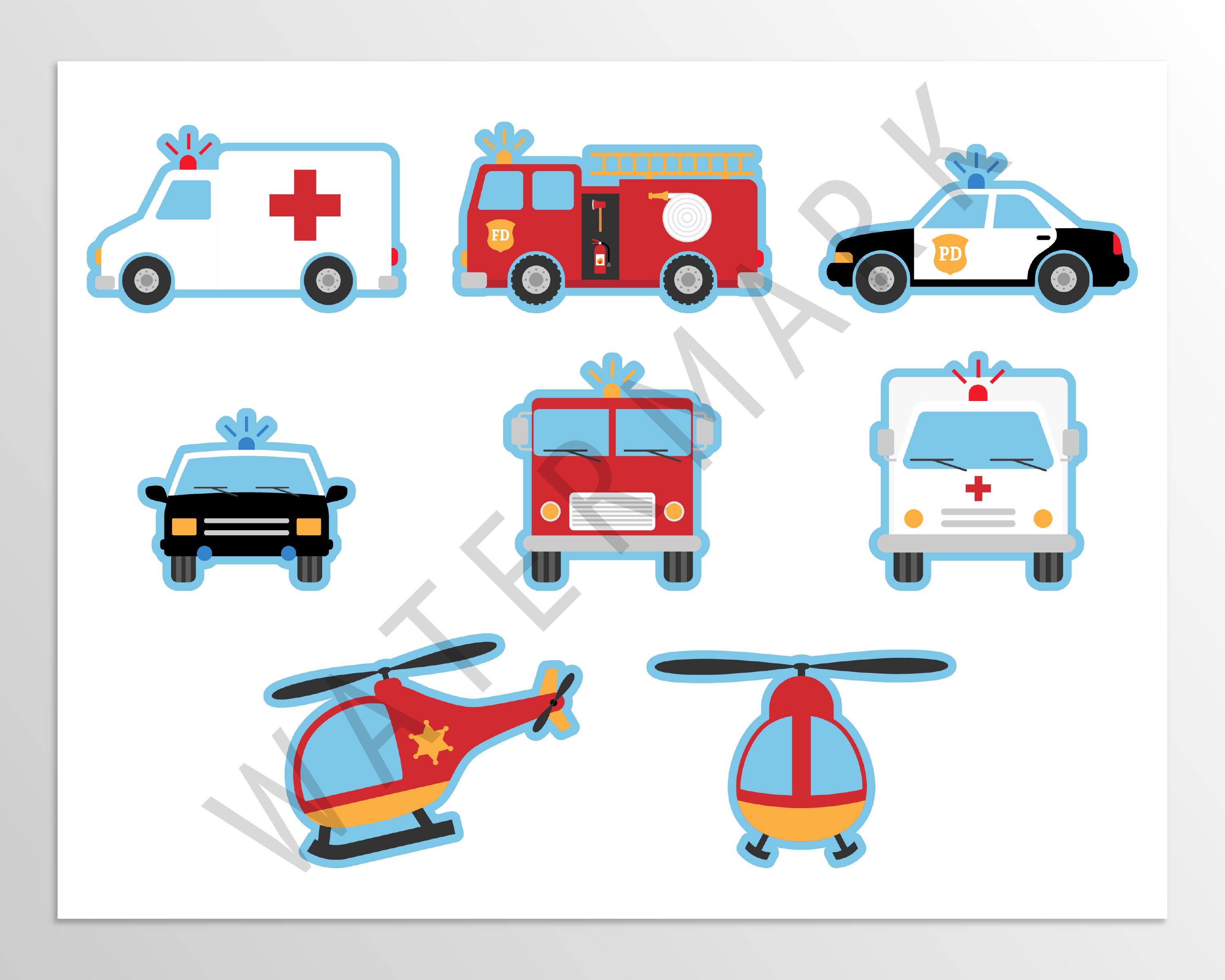 Emergency Vehicles Birthday Party Set Editable Invitation Etsy