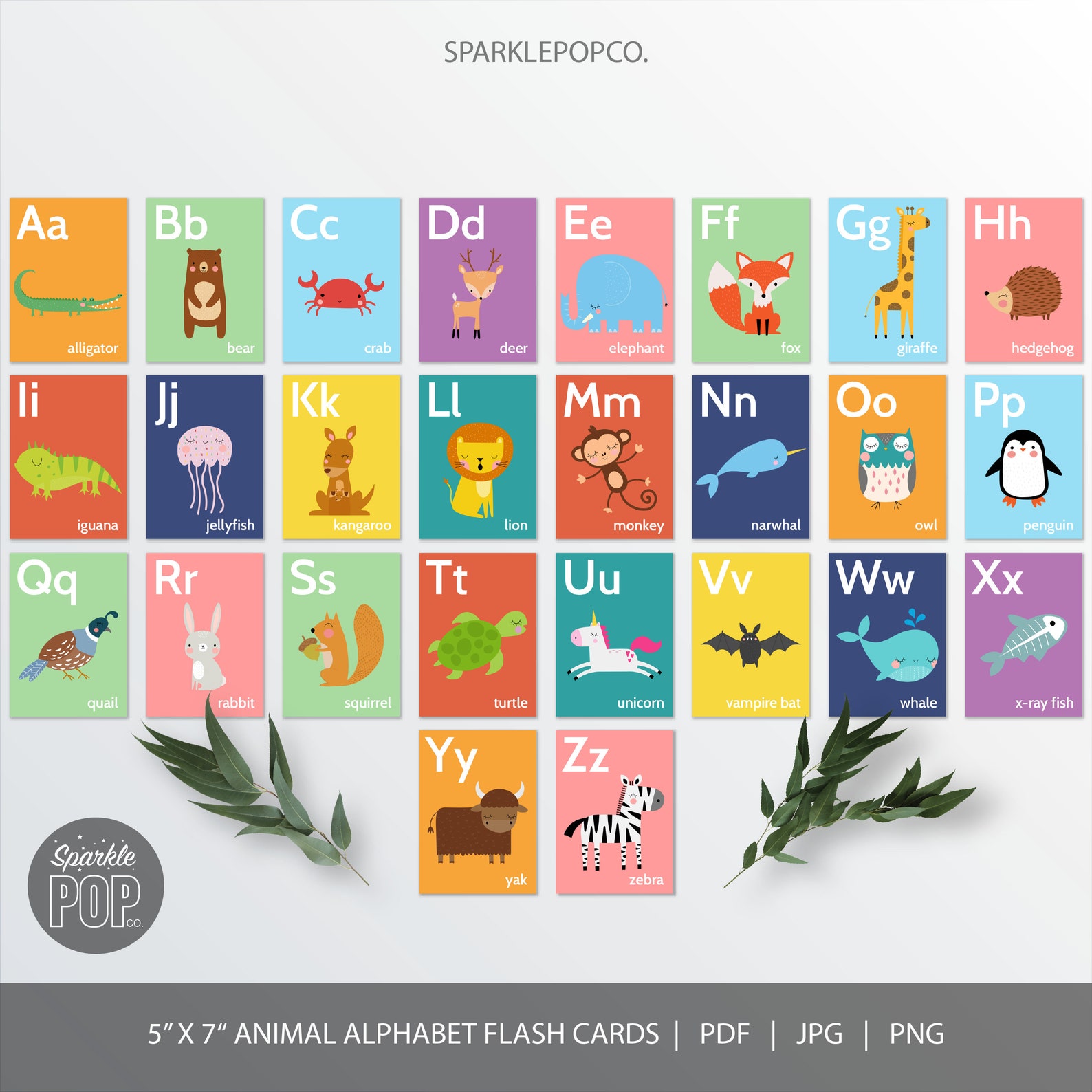 Animal Alphabet Flash Cards ABC Nursery Wall Decor Classroom - Etsy