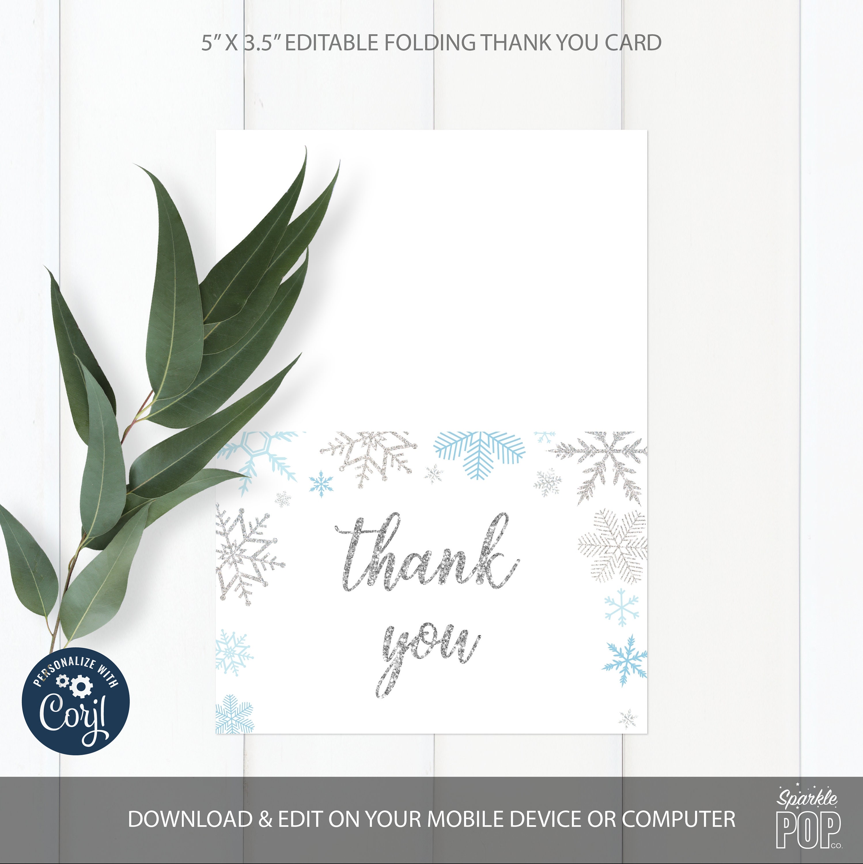 EDITABLE Snowflake Baby Shower Thank You Card Little Snowflake Folding ...