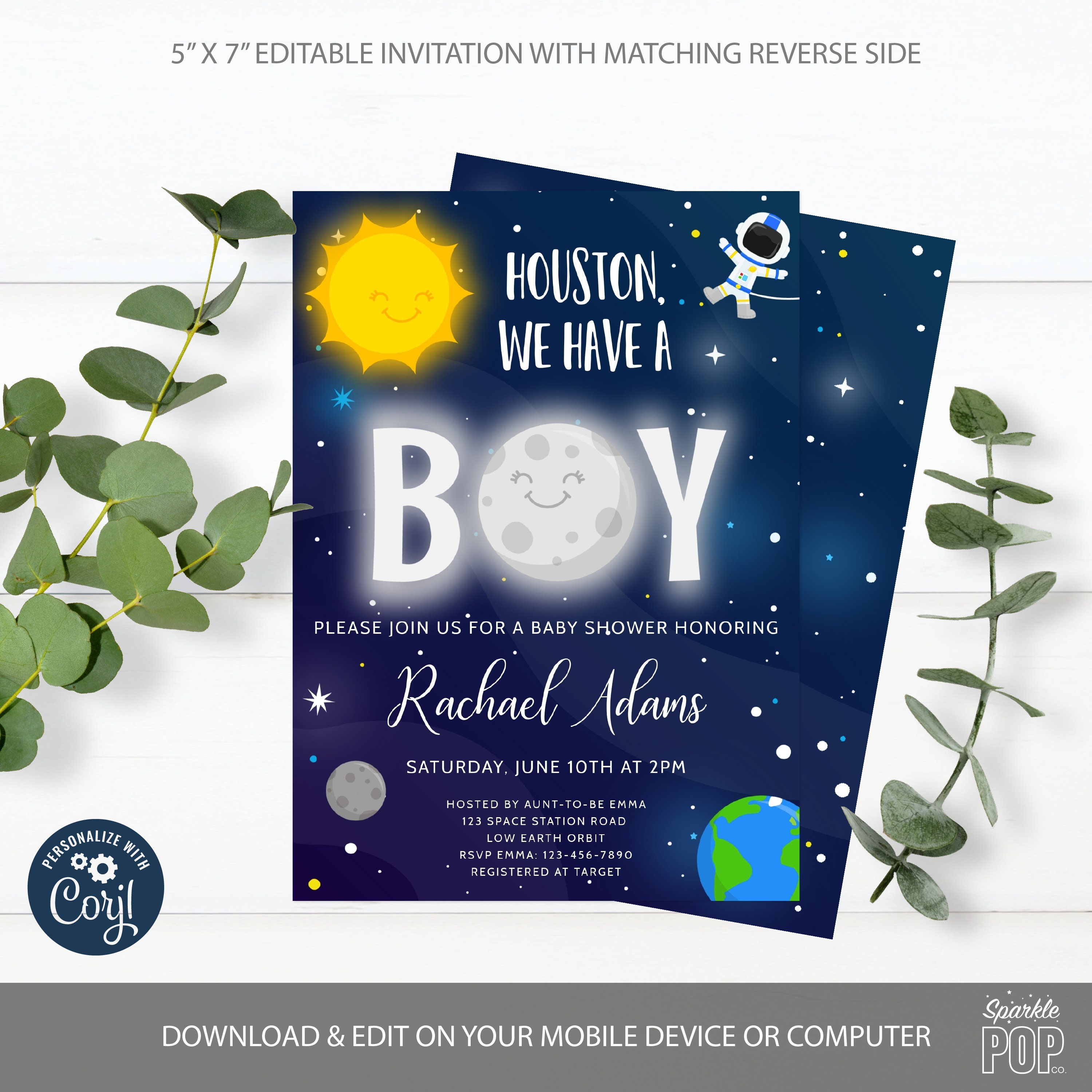 EDITABLE Space Baby Shower Invitation It's a Boy Astronaut Etsy Ireland