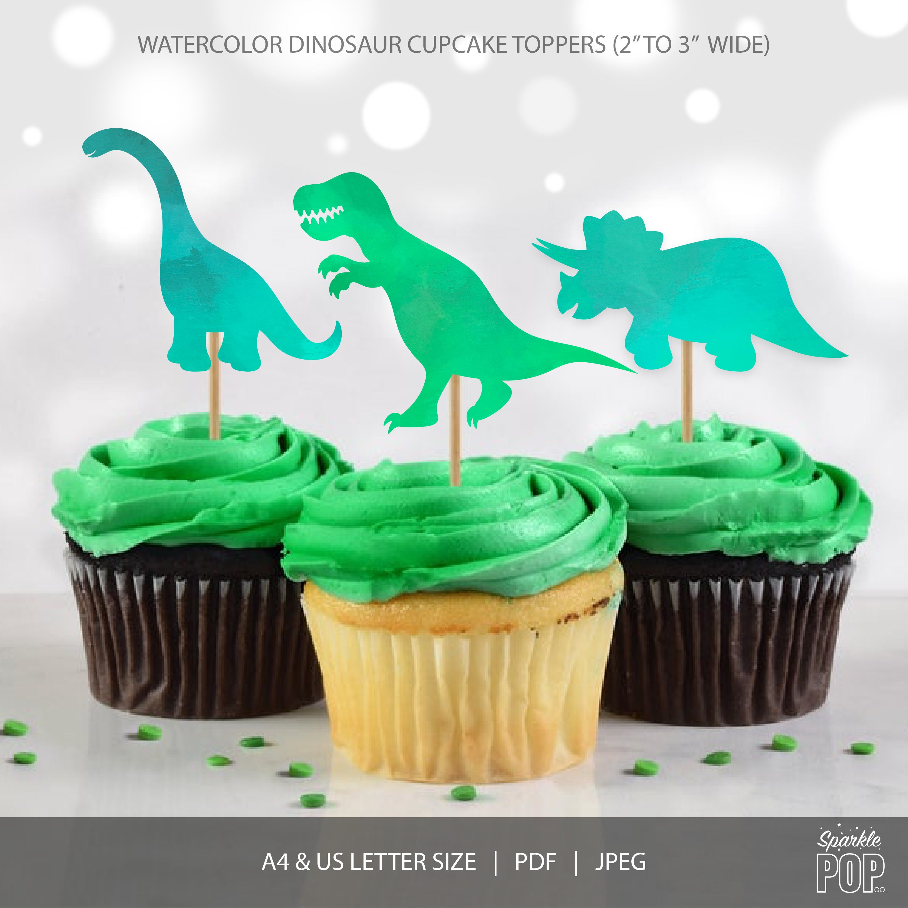 Dinosaur Cupcake Toppers Favor Tags Dinosaur Birthday Party Decor ...