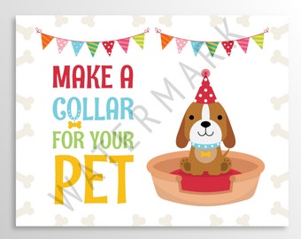 Puppy Birthday Party, Adopt a Pet, Make a Collar Sign, INSTANT DOWNLOAD 0003