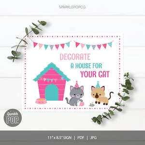 Pet Adoption Party Adopt a Cat Kitten Kitty Birthday Printable Signs Decorate a House Sign INSTANT DOWNLOAD 0027
