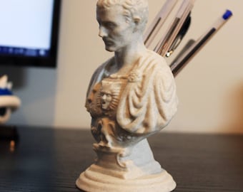 Julius Caesar Pen / Pencil Holder Office Desk Organizer Office Decor