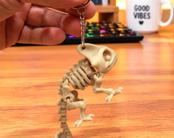 Flexi Skeleton Chameleon 3D Print | Articulated Lizard Figure Desk Toy | Spooky Cute Collectible | Sensory Fidget Animal Decor