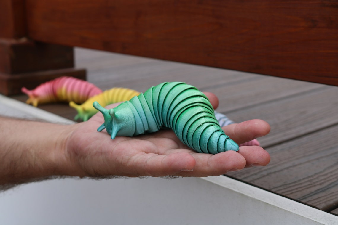 Free Shipping 3D Printed Articulated Slug Fidget | Etsy