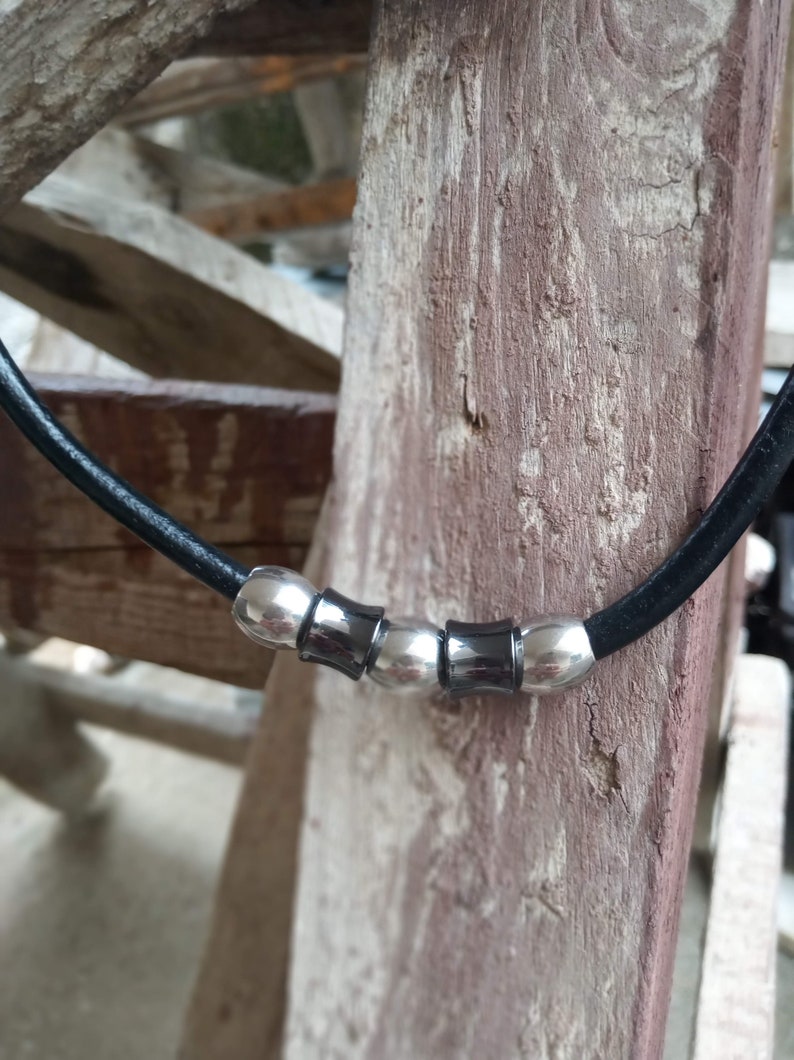 Men/'s leather necklaceBoyfriend necklaceStainless steelGift for himMen/'s accessoriesMen/'s jewelryFor menBoyfriend giftMen/'s necklace