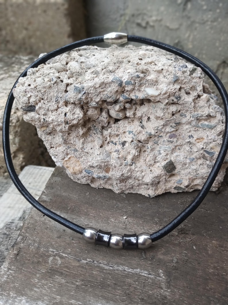 Men/'s leather necklaceBoyfriend necklaceStainless steelGift for himMen/'s accessoriesMen/'s jewelryFor menBoyfriend giftMen/'s necklace