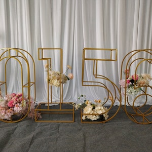 Moldura de metal dourada de 3 pés de altura, dígitos numéricos, letras para arranjo de flores, guirlanda de balões, aniversário, noivado, casamento, fundo de foto, adereço