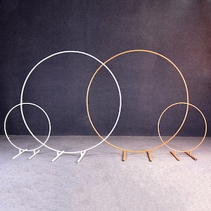 Accessoires de mariage de 6,6 pi, cerceau en métal, or blanc, ballon, cercle, boucle, arc de fleur avec support, support de panneau de bienvenue, décoration de la maison, célébration