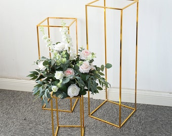 Tall Gold Metal Flower Stand Vase Set for Wedding Party Desktop Decoration