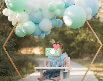 4/5/6,5/7,8 ft Gold Metall Hochzeit Bogen Siebeneckige Gartenlaube, rustikaler Hintergrund Ständer für Photo Booth, Hochzeit Bogen - Natur