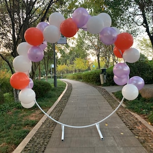 6.6ft Wedding Props White Gold Metal Hoop Balloon Circle Loop Flower Arch with Stand Decoration Home Celebration